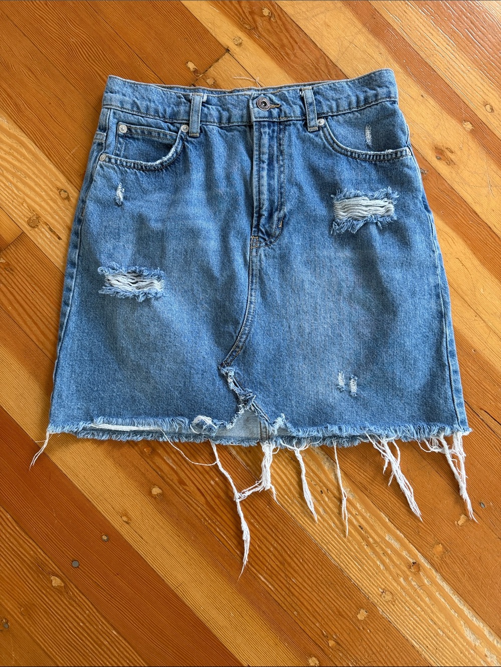 We the Free Distressed Denim Skirt 26